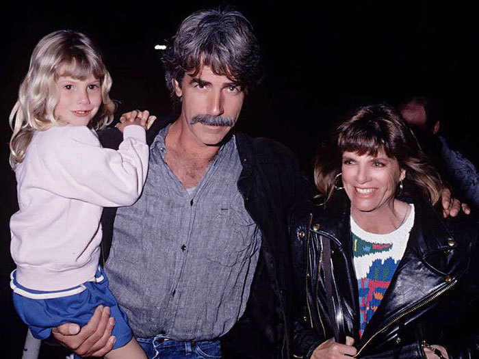 A picture of Cleo Rose Elliott with her father Sam Elliott and mother Katherine Ross in 1990.