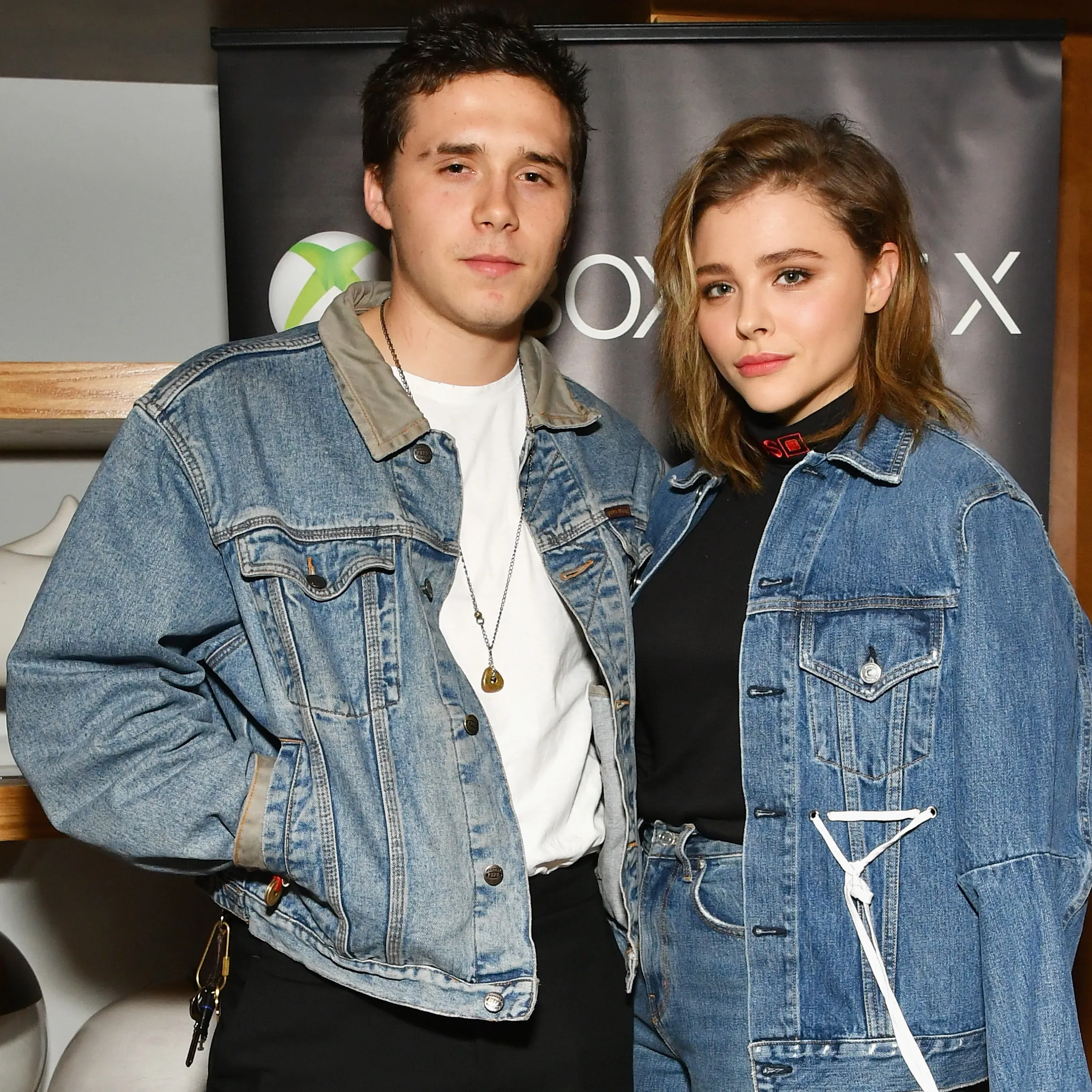Chloë Grace Moretz and Brooklyn Beckham Coordinating Denim Outfits at X Box One Event. 