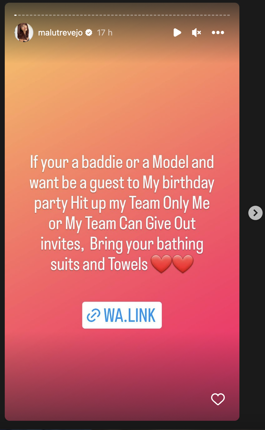 Malu Trevejo invited people to her birthday party.