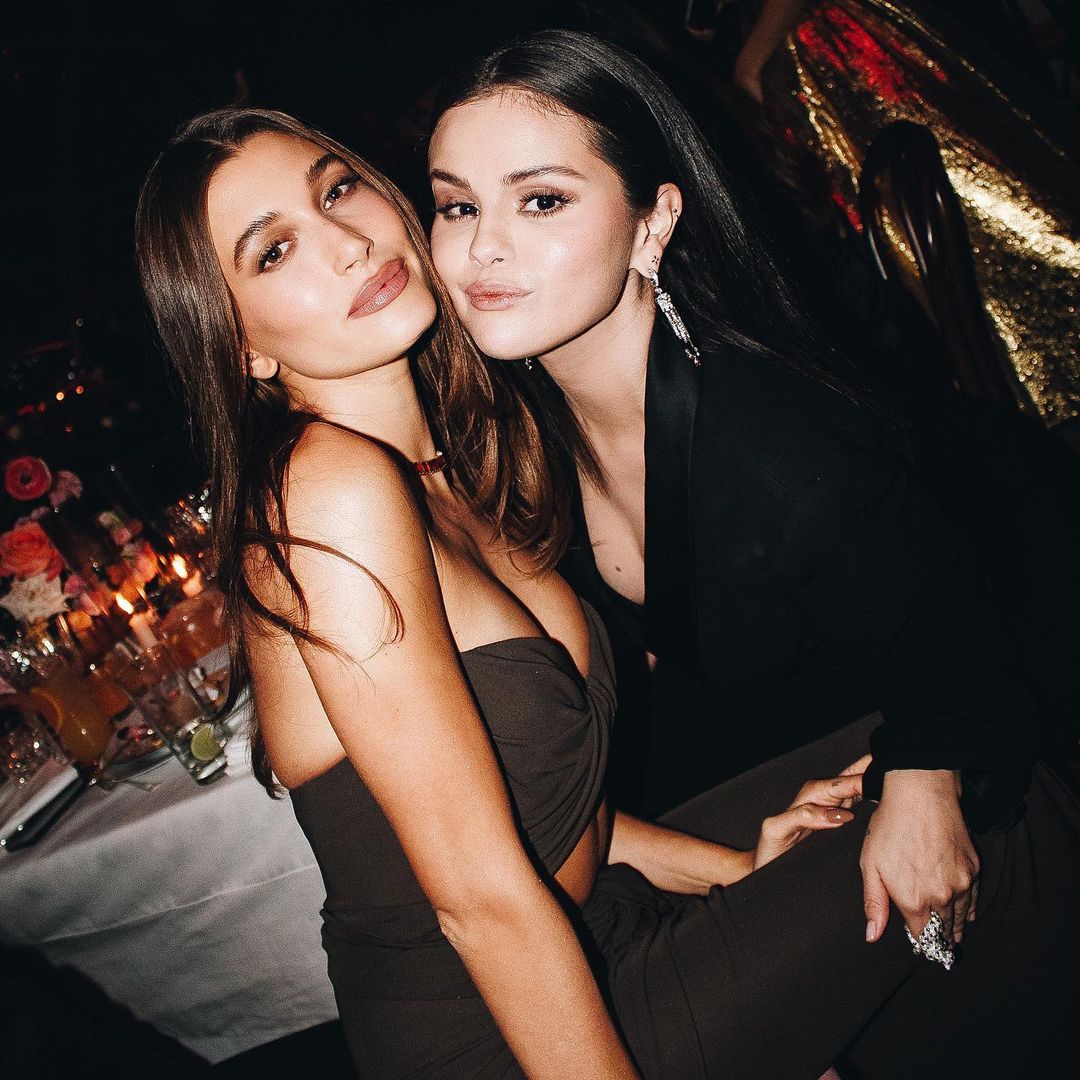 Selena Gomez and Hailey Bieber pictured together at the 2022 Academy Museum Gala.