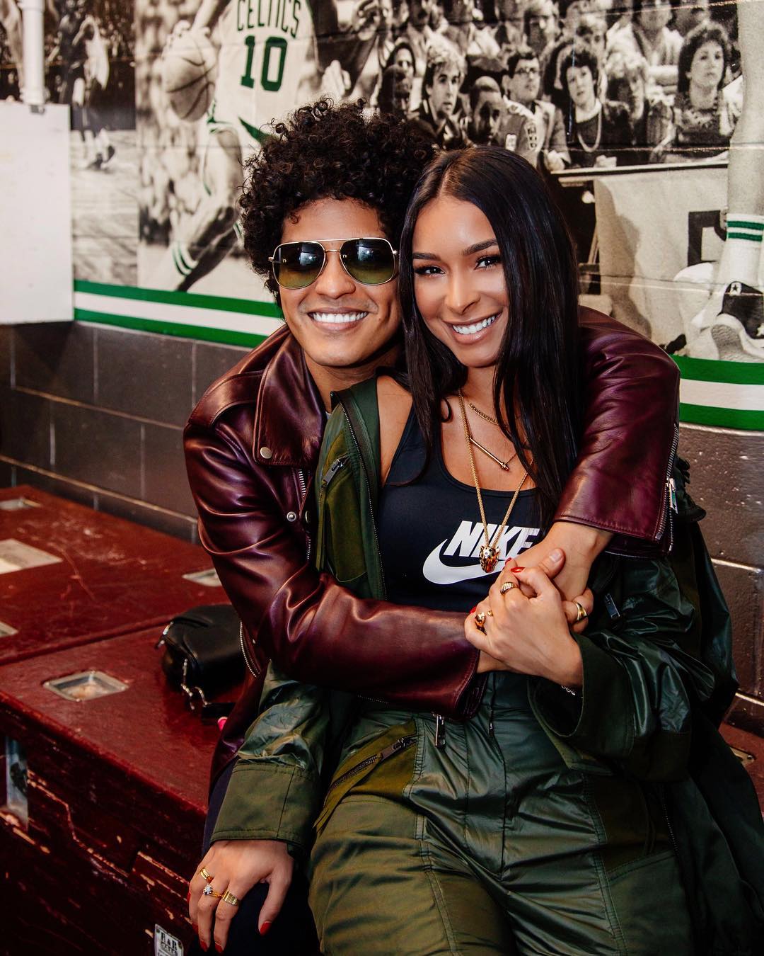 Bruno Mars with his girlfriend Jessica Caban