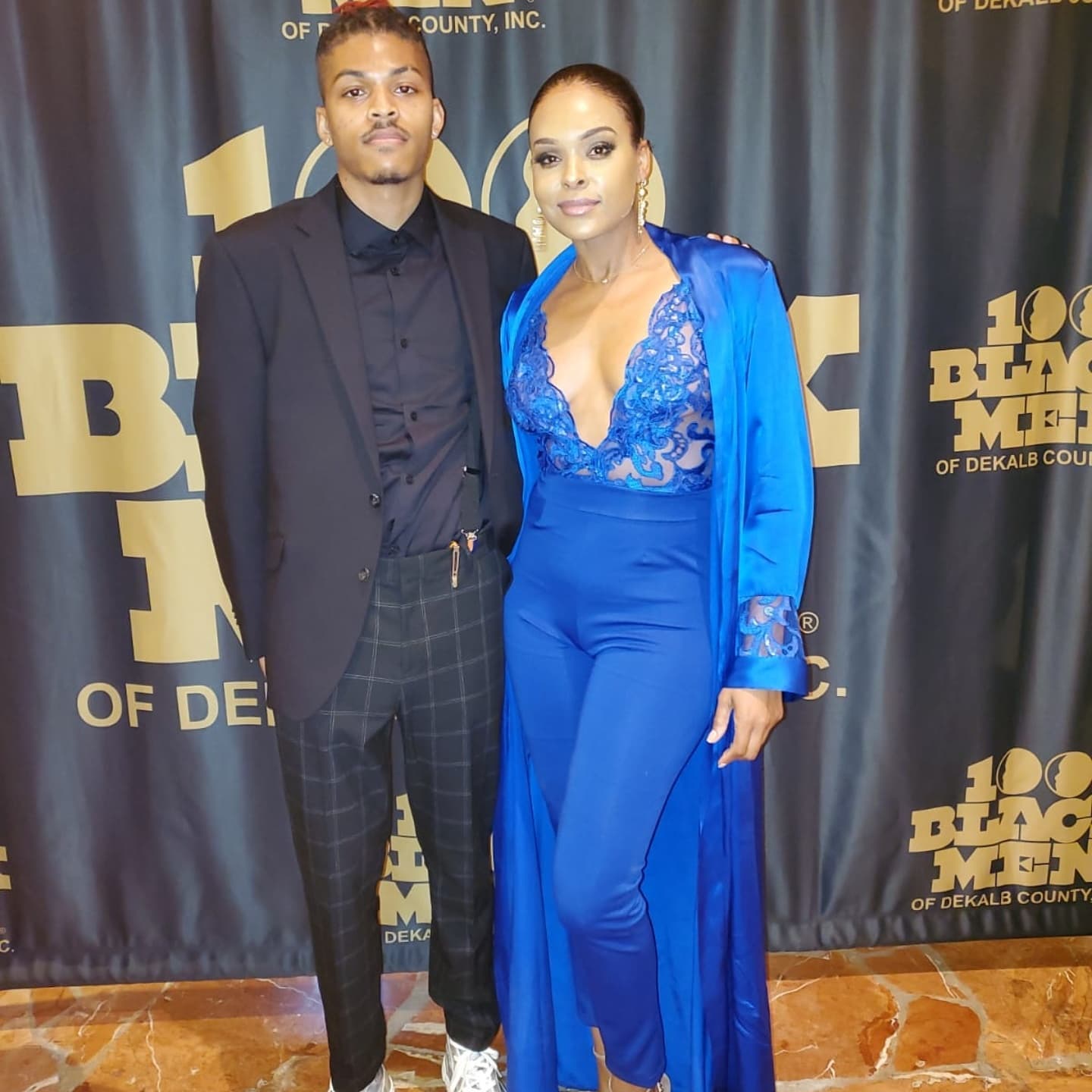 Demetria McKinney with her son, Cairo, at an event in 2021