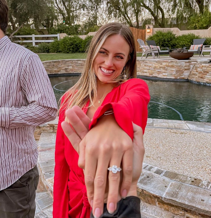 Kendall Long showing off her engagement ring. 
