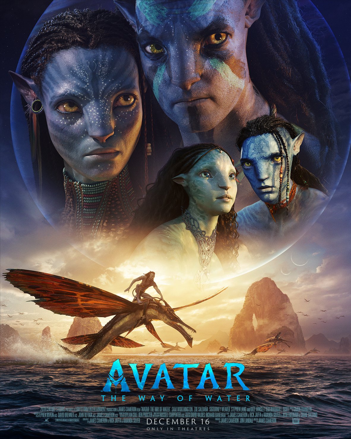 The official poster of 'Avatar: The Way of Water,' releasing on December 16, 2022