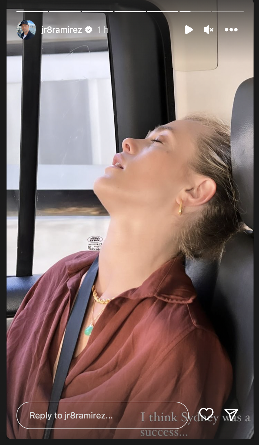 J.R. Ramirez shared a photo of Melissa Roxburgh asleep. 