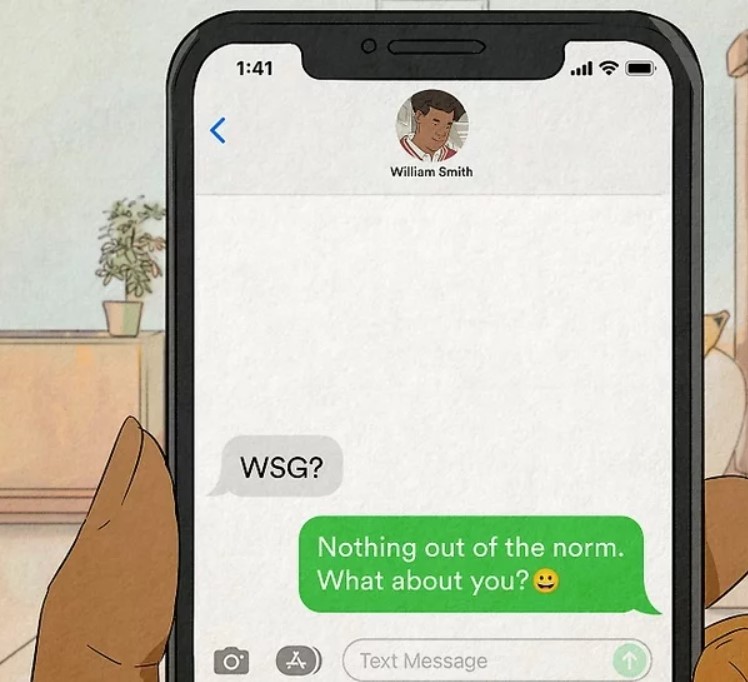An animation showing the use of WSG over texts