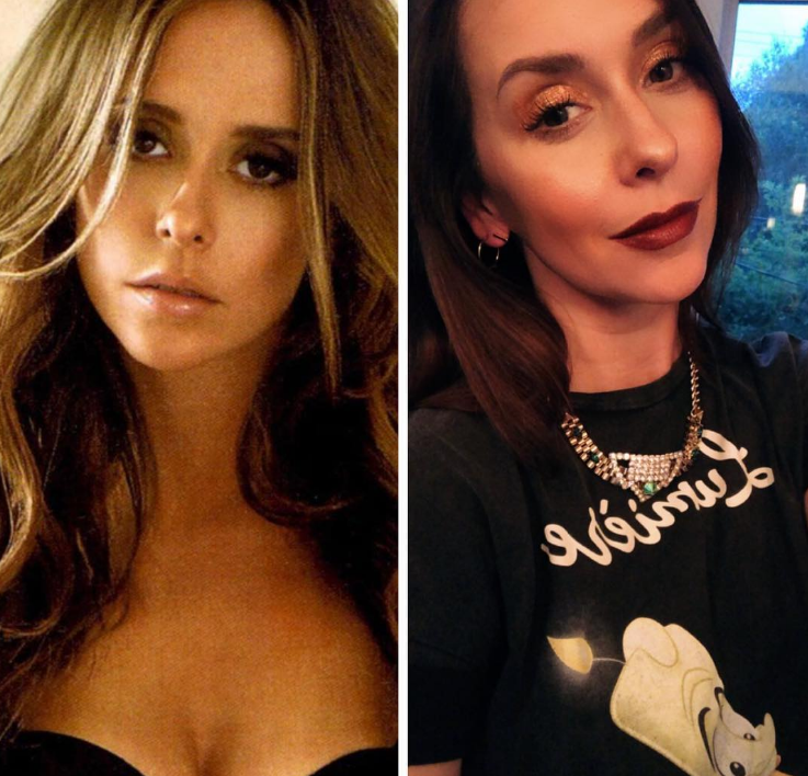 Jennifer Love Hewitt in her late 30s in the right and ten years younger on the left. 