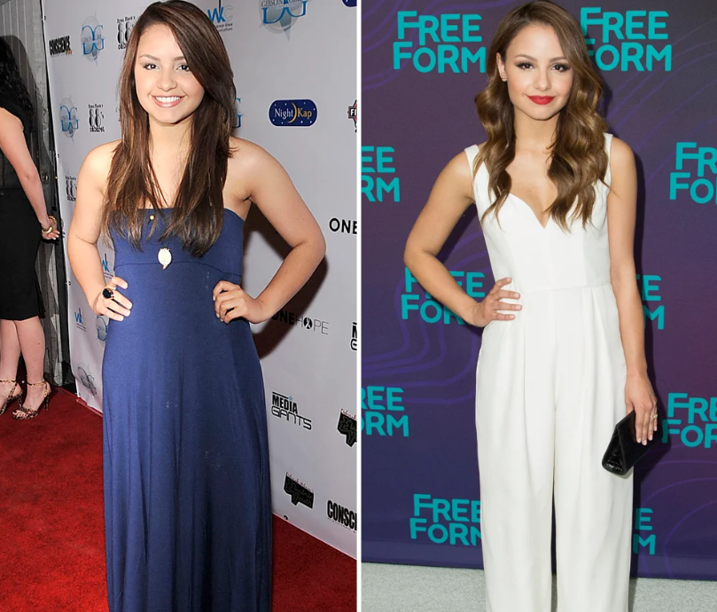 Aimee Carrero in 2009 (left) and in 2016 (right). 