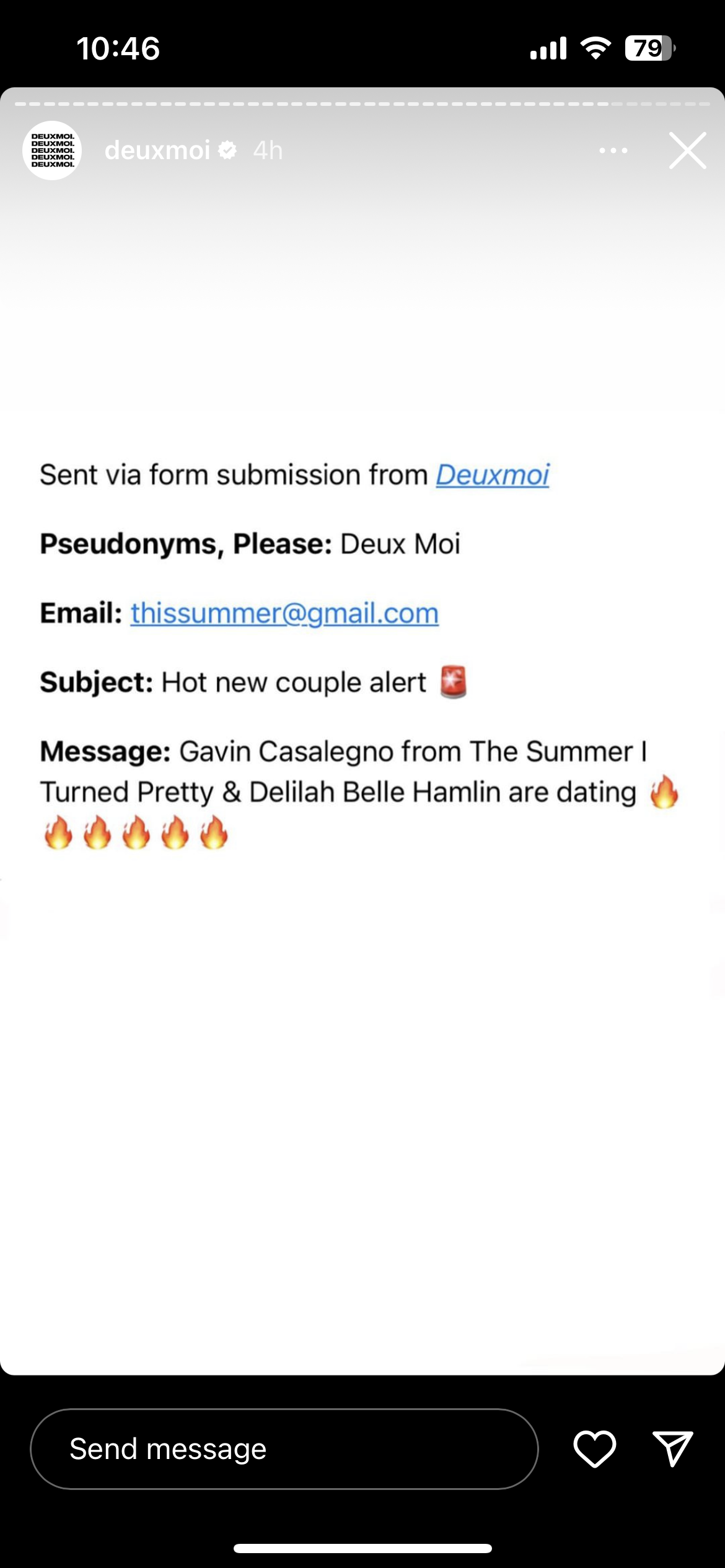 Deuxmoi revealed Gavin Casalegno and Delilah Belle Hamlin are dating. 