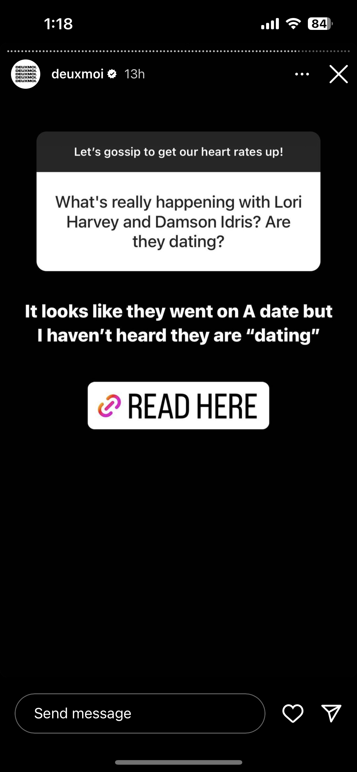 Deuxmoi's response on Lori Harvey and Damson Idris' rumored dating. 
