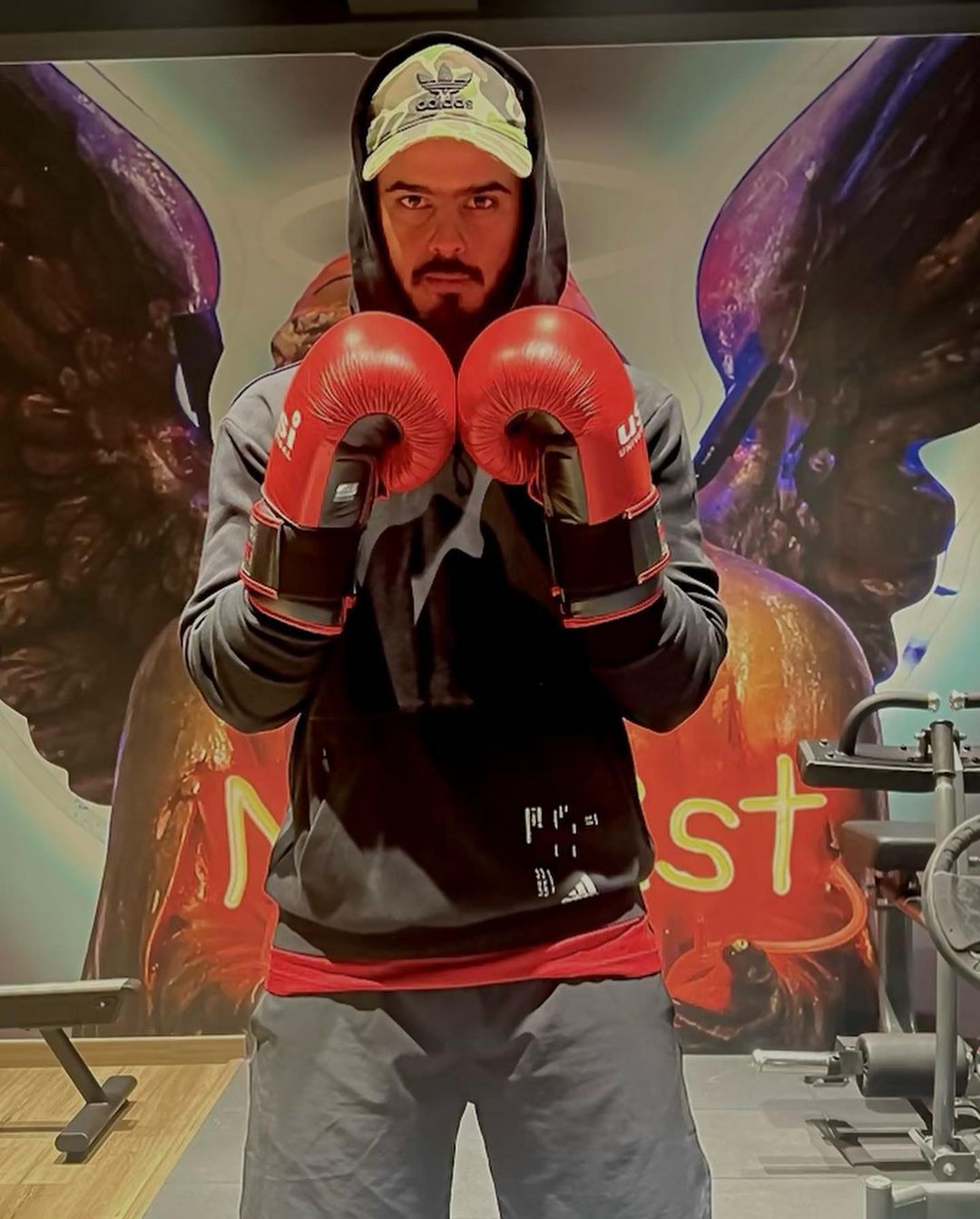 Nitish Rana in boxing attire. 