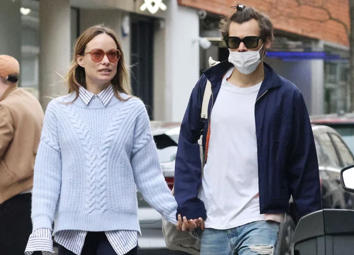 Harry Styles and Olivia Wilde are seen in Soho on March 15, 2022, in London. 