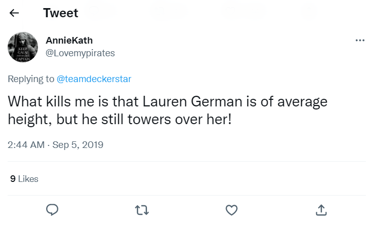 A fan discussing height gap between Lauren German and Tom Ellis. 