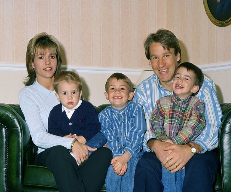 Paul Merson with his first wife Lorraine Costin and their three sons. 