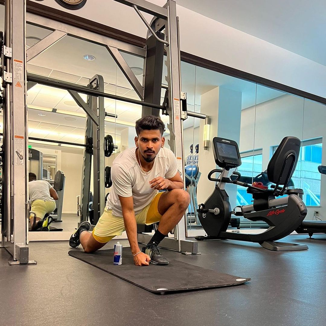 Shreyas Iyer enjoys working out at the gym. 
