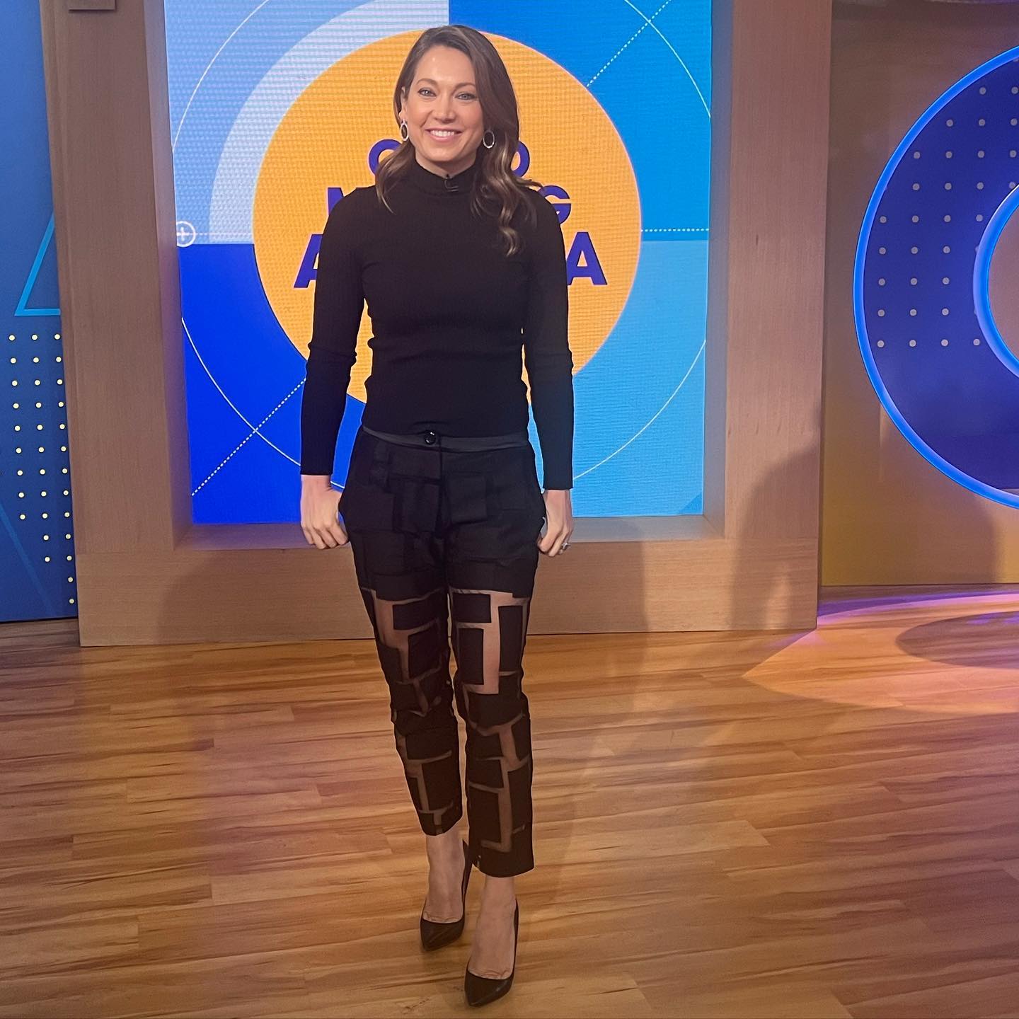 Ginger Zee standing tall at the sets of Good Morning America