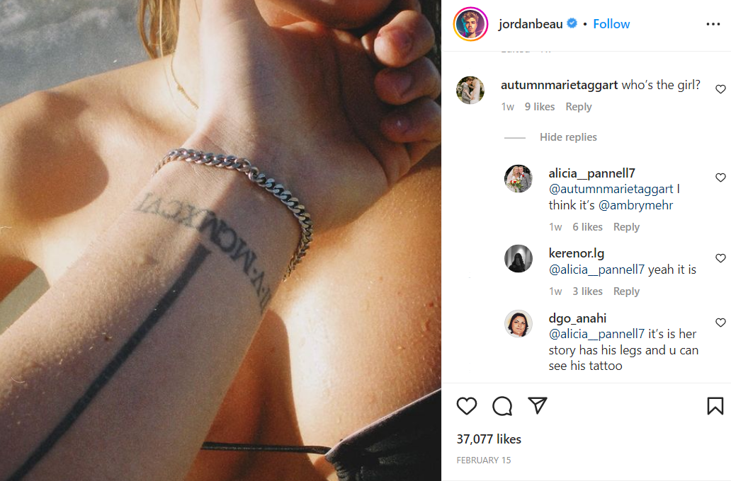 Fans saying Jordan Beau's new girlfriend is Ambry Mehr. 