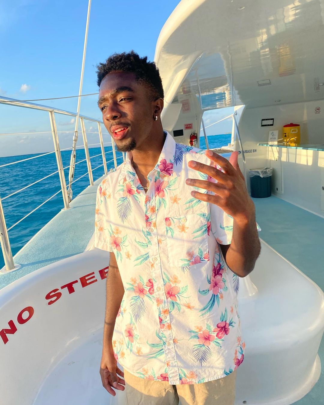 Caleb McLaughlin having a relaxing time on a yacht