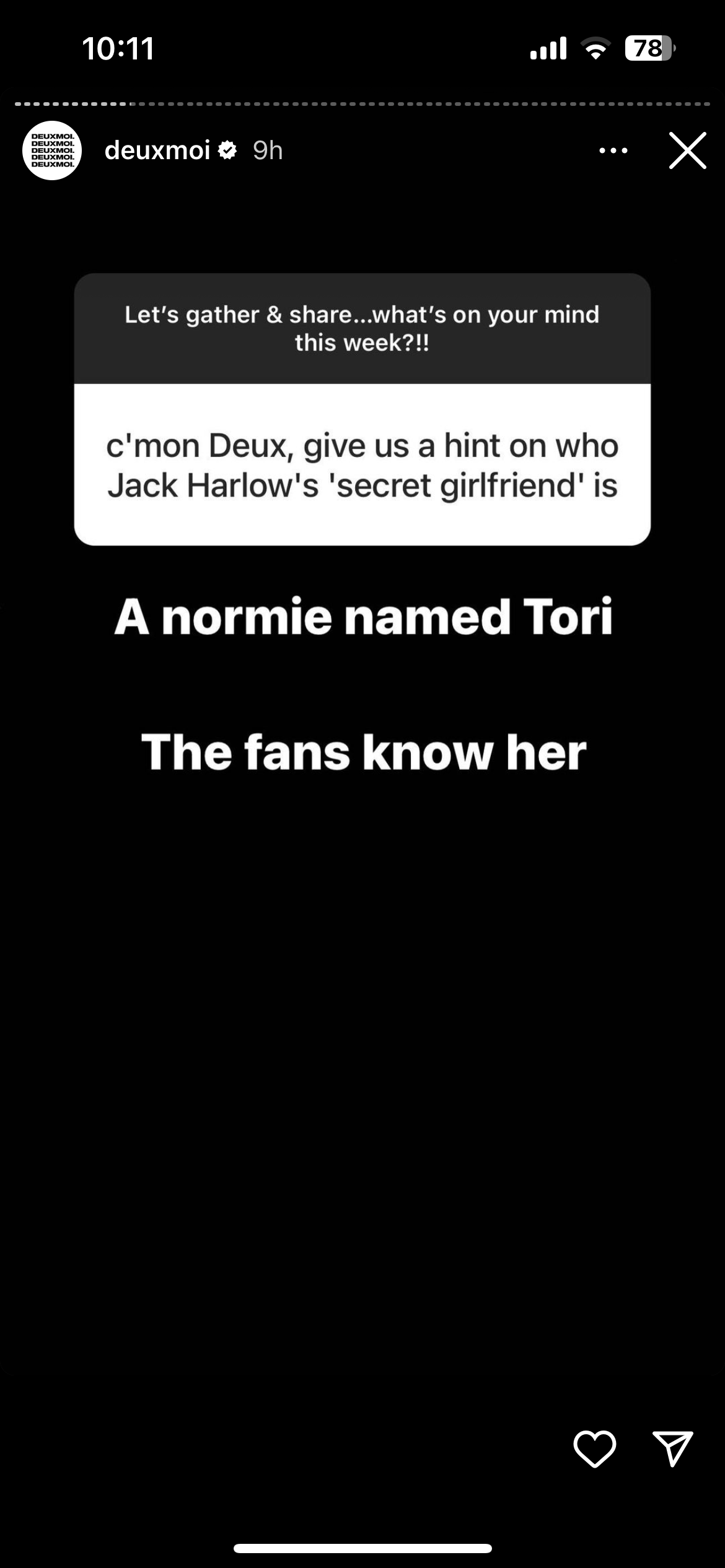DeuxMoi revealed that Jack Harlow’s secret girlfriend was “a normie named Tori.”