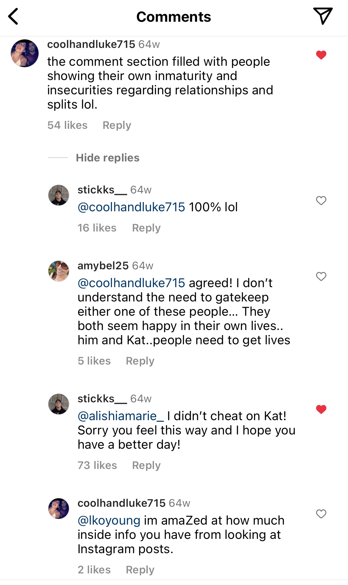 Mike Stickler responding to claims of cheating on Kat Stickler. 
