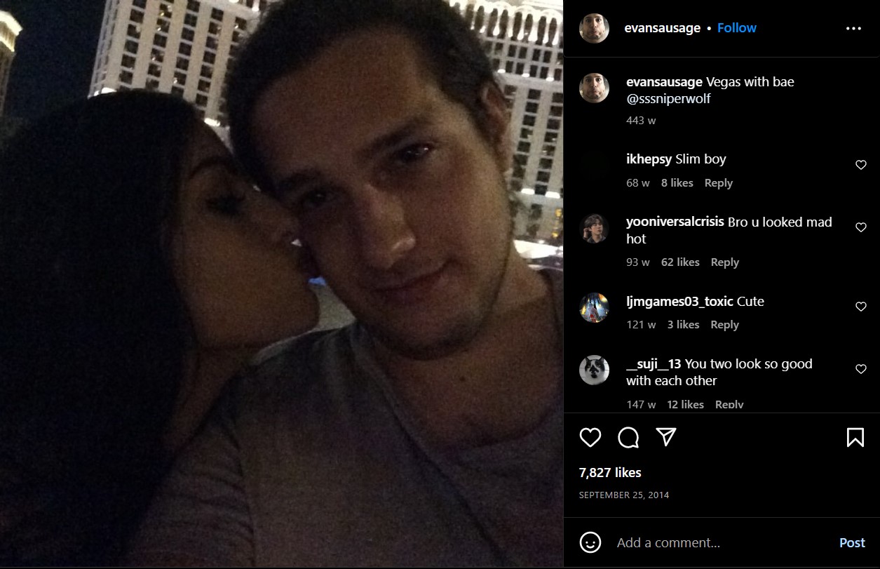Sssniperwolf and Evan Sausage's first date selfie. 