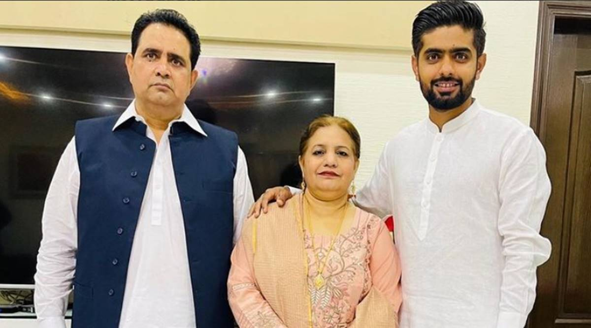 Babar Azam with his father and his mother