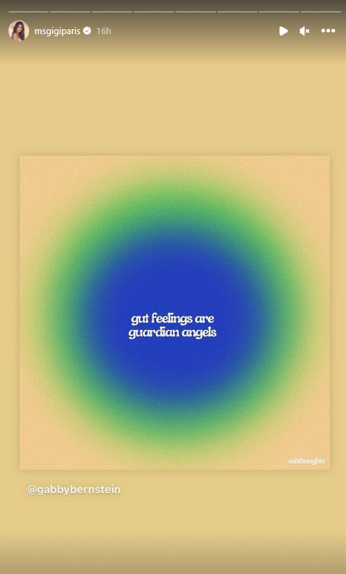 Gigi Paris shared a cryptic quote on her Instagram. 