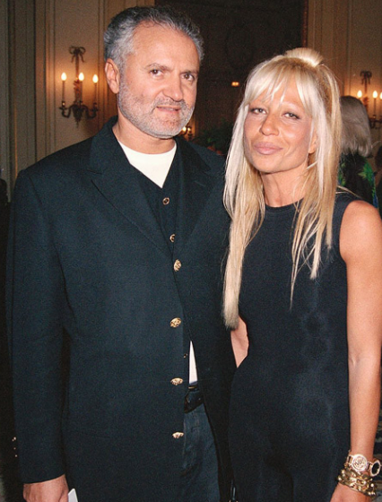 Donatella Versace with the late Gianni Versace