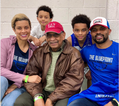 Robyn Dixon with her father, husband, and sons