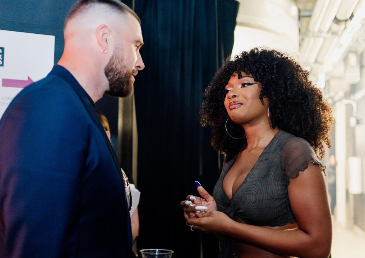 Megan Thee Stallion and Travis Kelce at 2023 CMT Music Awards. 