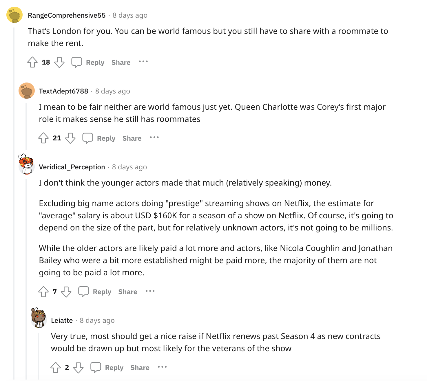 Redditors’ discussion on Corey Mylchreest and Freddie Dennis being room partner. 
