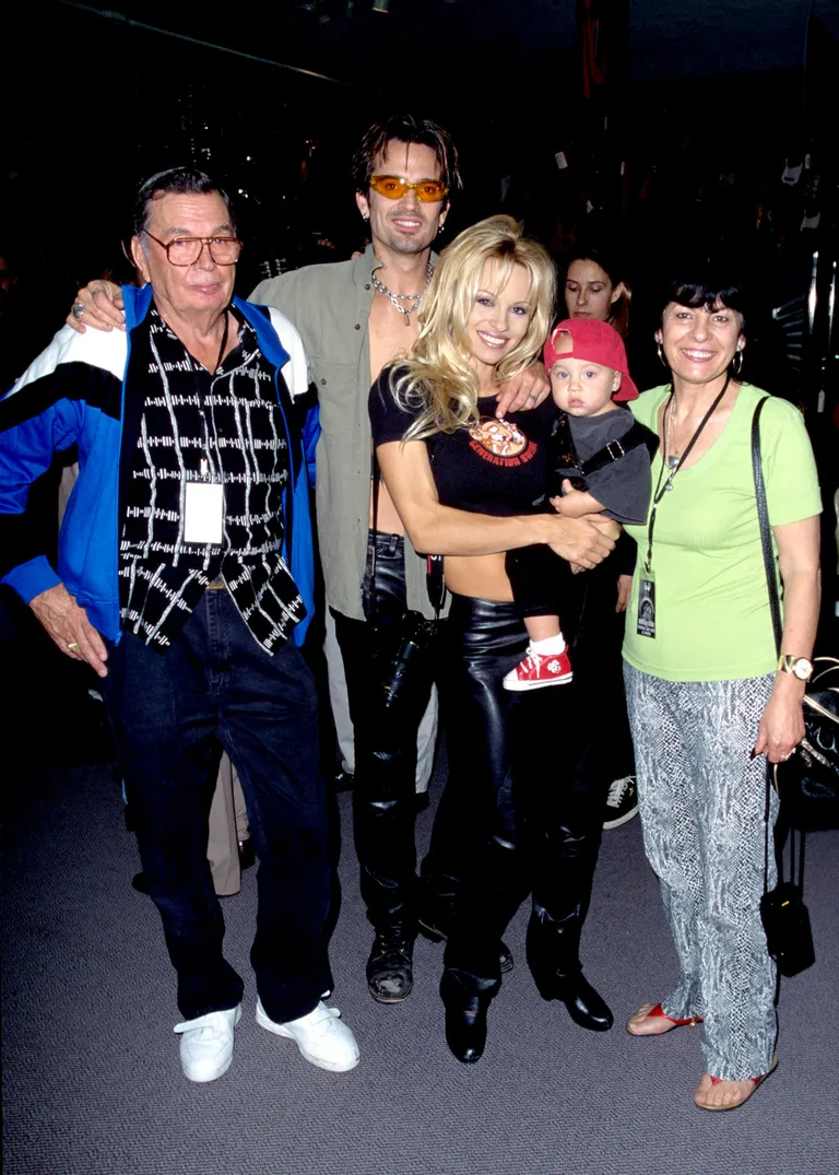 Tommy Lee with his parents, ex-wife Pamela Anderson, and son Brandon Thomas Lee
