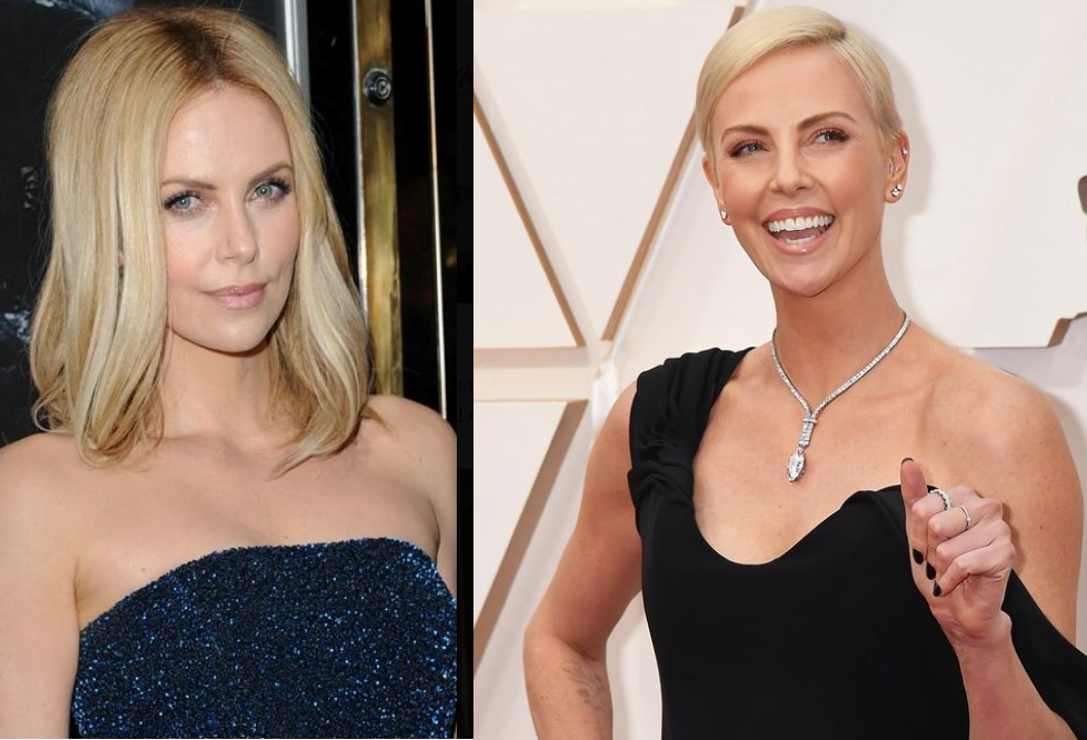 Charlize Theron before and after picture. 