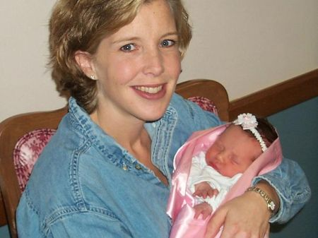 infant Morgan Beamer with her mother Lisa Beamer 