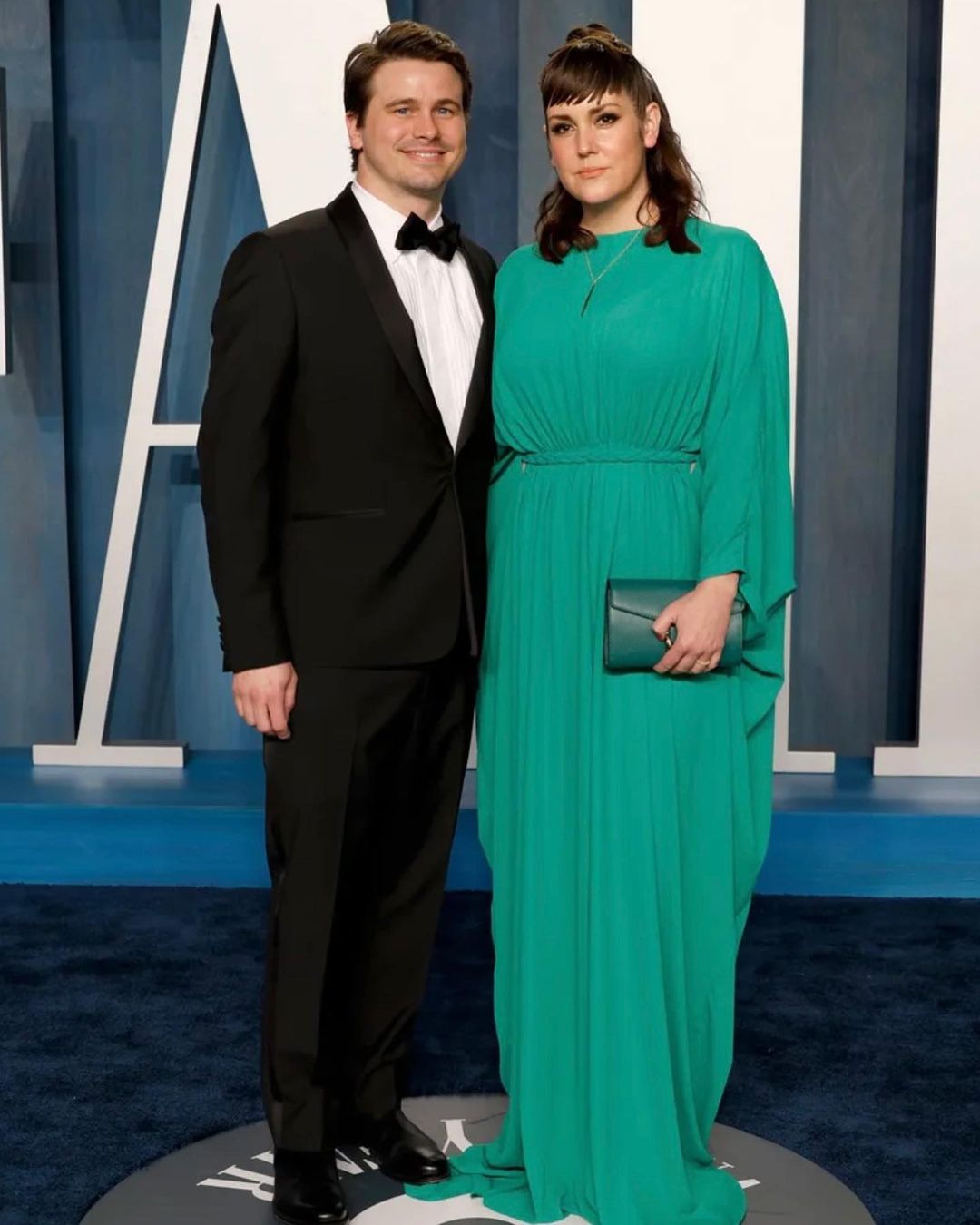 Melanie Lynskey with her husband, Jason Ritter, at Vanity Fair Oscar's Party