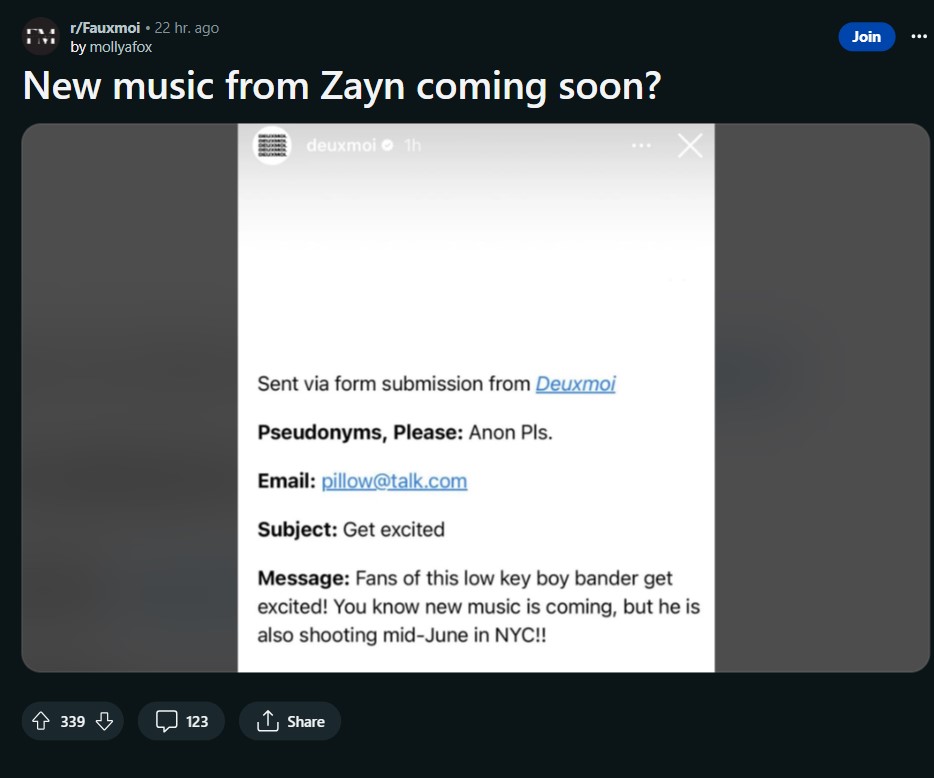 Zayn Malik's music is expected to be released soon. 