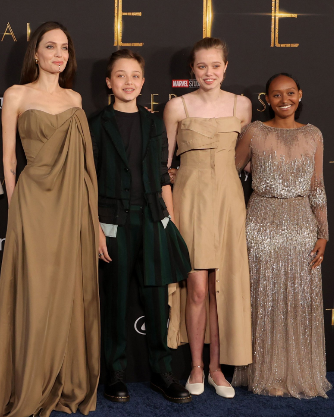 Zahara Jolie-Pitt with her adoptive mother and siblings. 