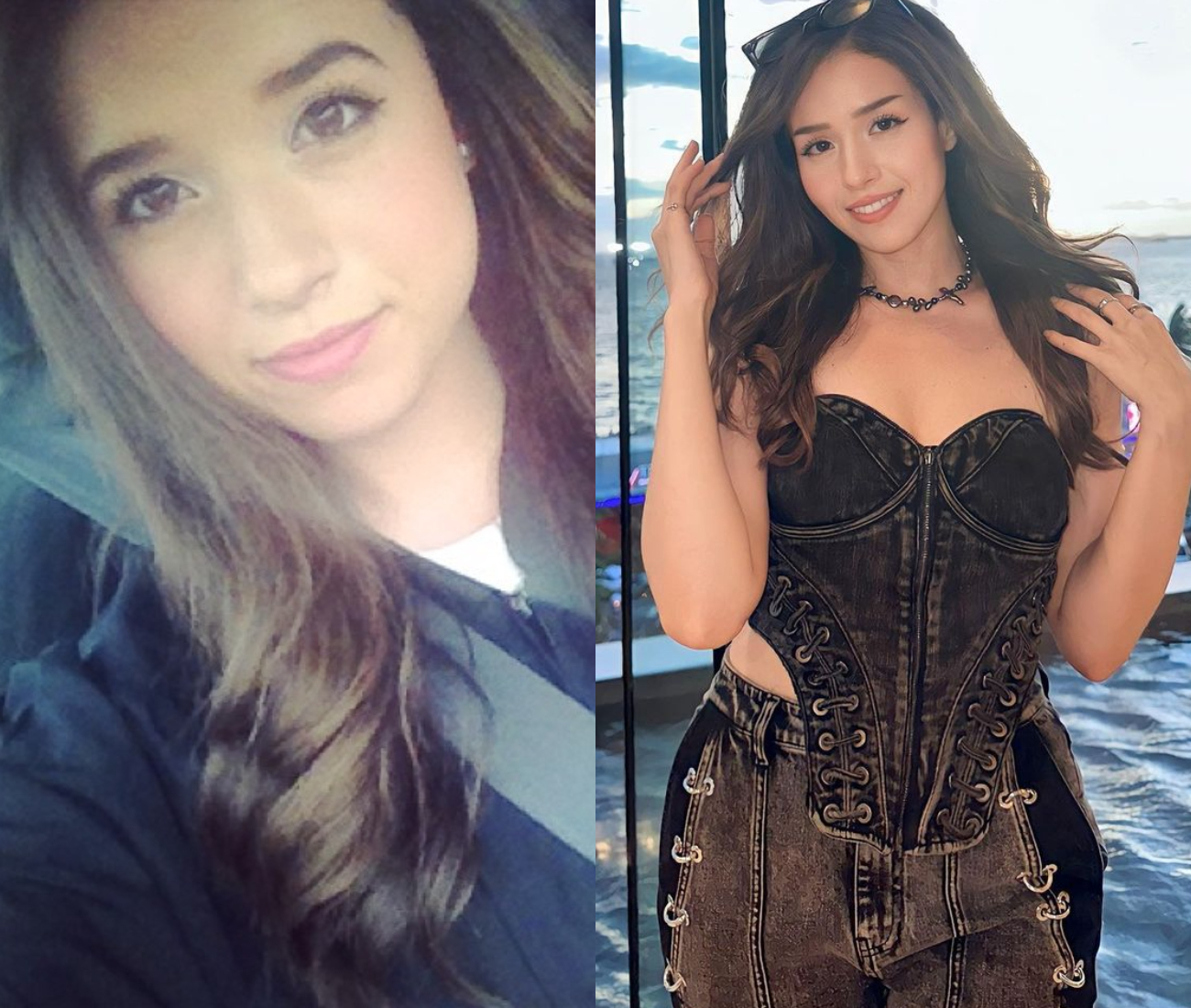 Pokimane before and after her alleged plastic surgery