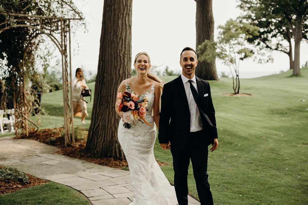 Brittany Bristow with her husband, Dustin Keating, at their wedding
