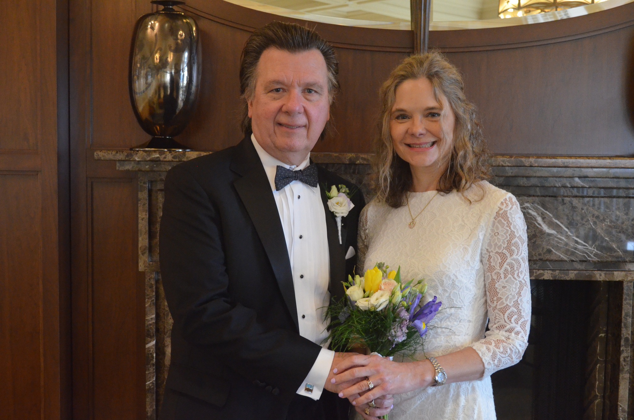 James Fitzgerald with his wife, Natalie Schilling, at their wedding ceremony
