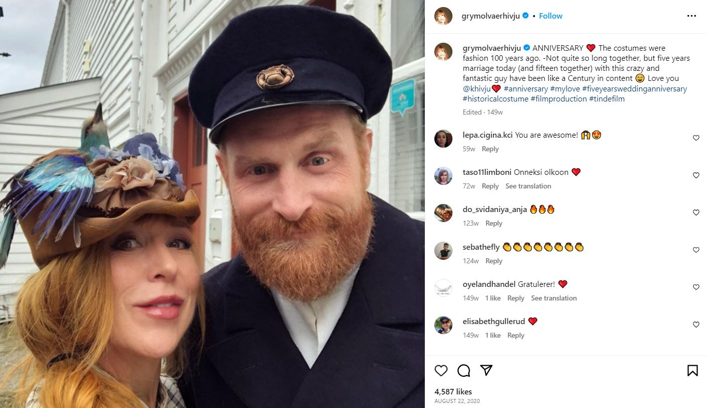 Kristopher Hivju's wife Gry Molvaer Hivju posts a picture on their anniversary