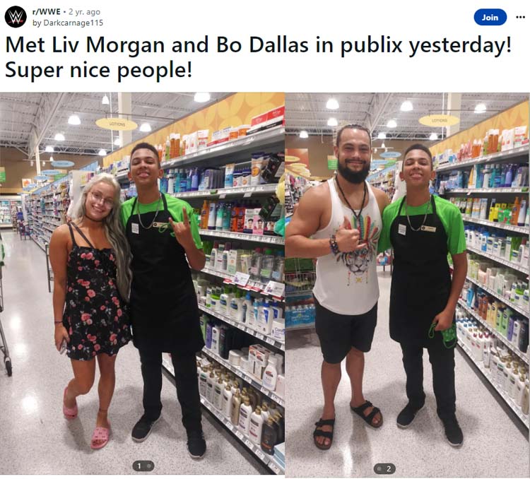 Liv Morgan and Bo Dallas spotted together in Publix