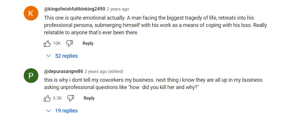 A couple of fan comments under Theodore Barrett's YouTube video