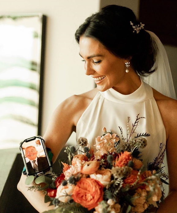 Taylor Cole FaceTimed with her father as she walked down the aisle. 