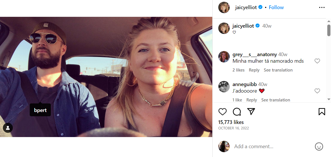 Jaicy Elliot and her reported boyfriend Brandon Pert. 
