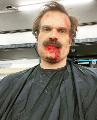 David Harbour posting a photo from the shoot.