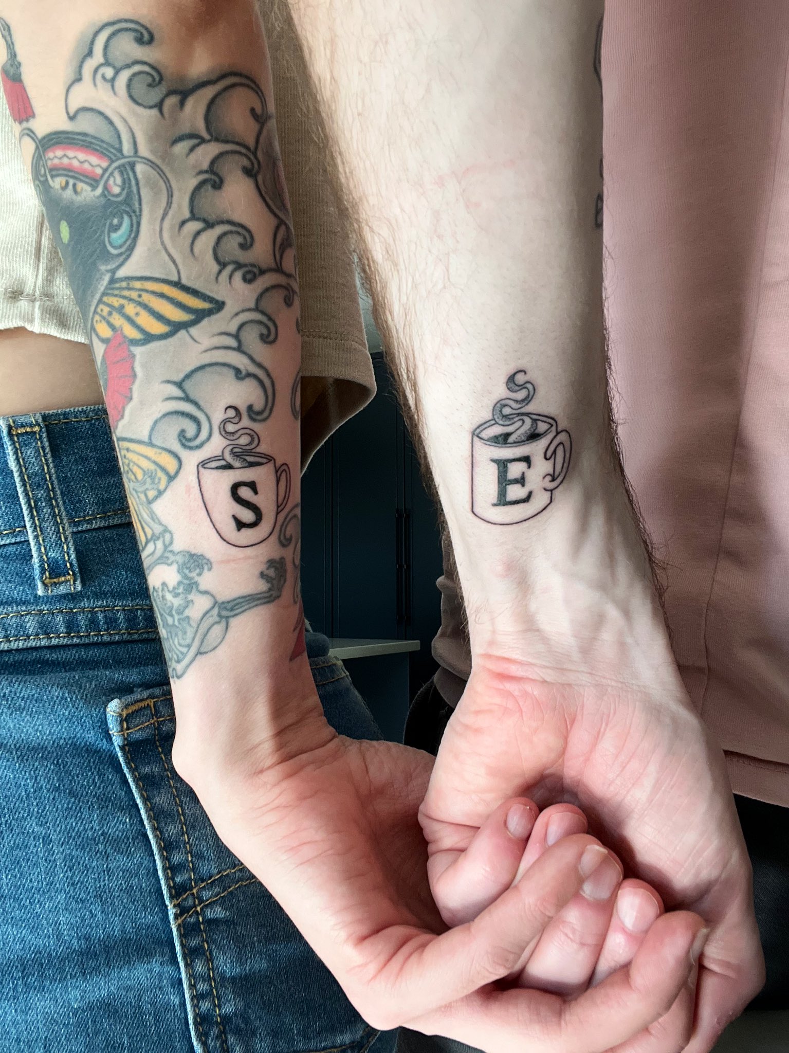 A picture of Jacksepticeye and his girlfriend Evelien Smolders' tattoo