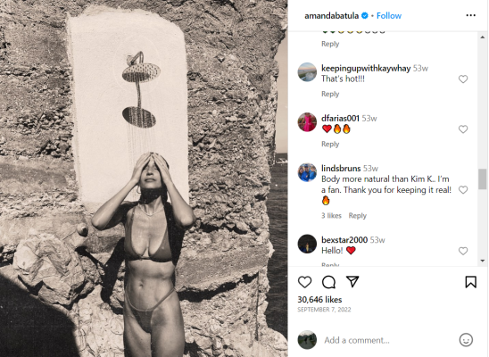 Fan response on Amanda Batula's picture on her Instagram account