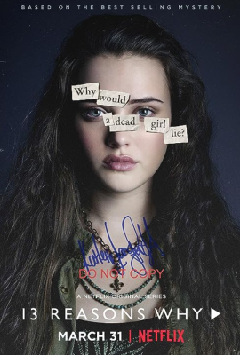 Katherine Langford on 13  Reasons Why poster. 