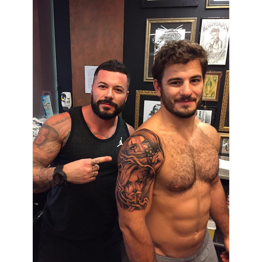 Mathew Fraser showing off his tattoo. 
